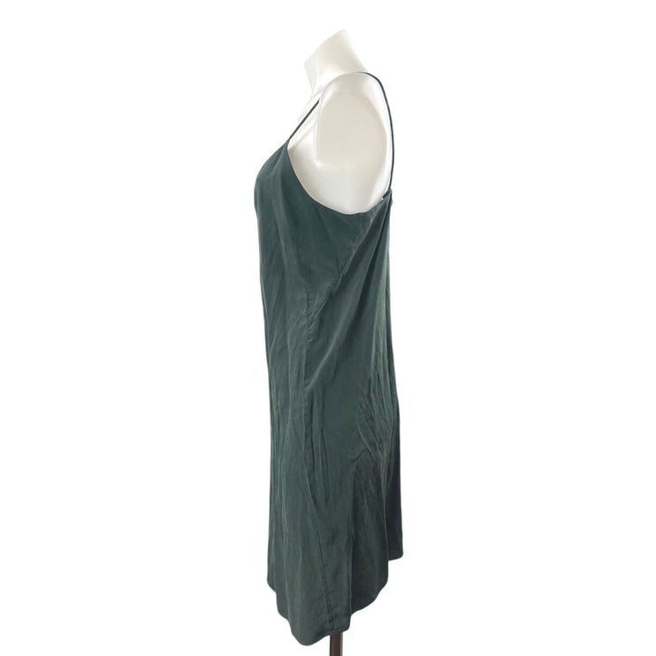 COS 100% Silk Womens Green VNeck Sleeveless Mini Cami Camisole Tank Slip Dress M