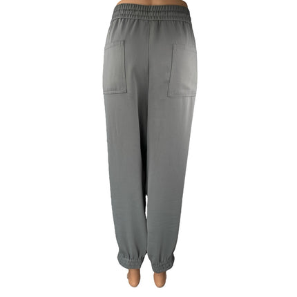 Ann Taylor Women's Gray High Rise Drawstring Tapered Trousers Joggers Pants L