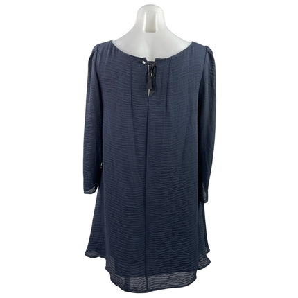 Claudie Pierlot Womens Navy Blue Textured Long Sleeve Mini Shift Dress Size L
