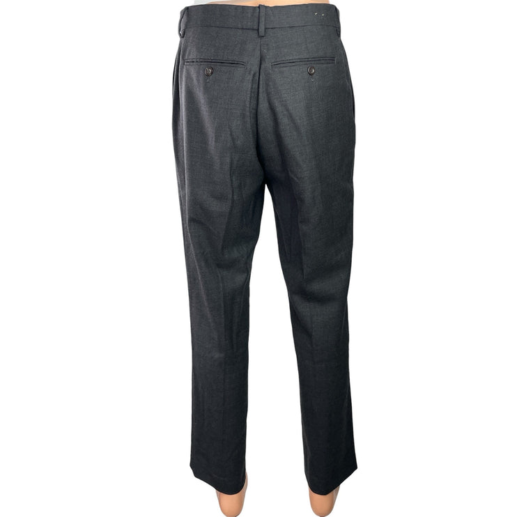 J.Crew Bowery Men's Gray High Waist Straight Leg Tailored Trousers Dress Pants L