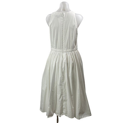 J.Crew Womens White Sleeveless Round Neck Pleated Fit & Flare Midi Dress Size 10