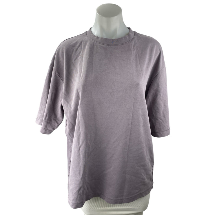 Uniqlo Airism Womens Purple Gray Short Sleeve Crew Neck Basic Tee T-Shirt Top L