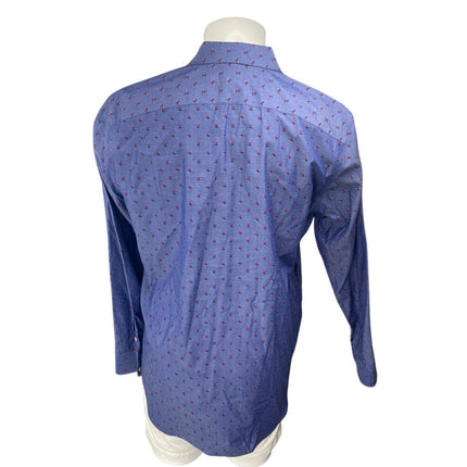 Banana Republic Mens Blue Floral Non Iron Long Sleeve Button Down Shirt Top Sz L