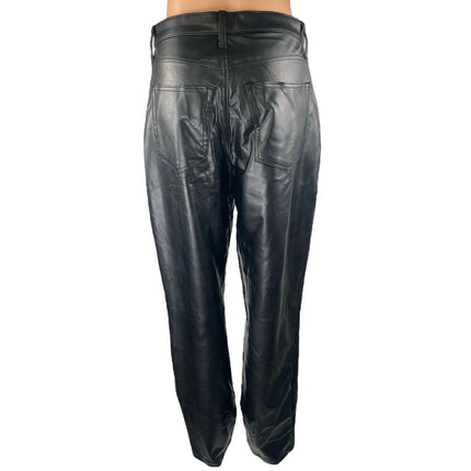 Abercrombie & Fitch The 90s Straight Ultra High Rise Black Faux Leather Pants 8