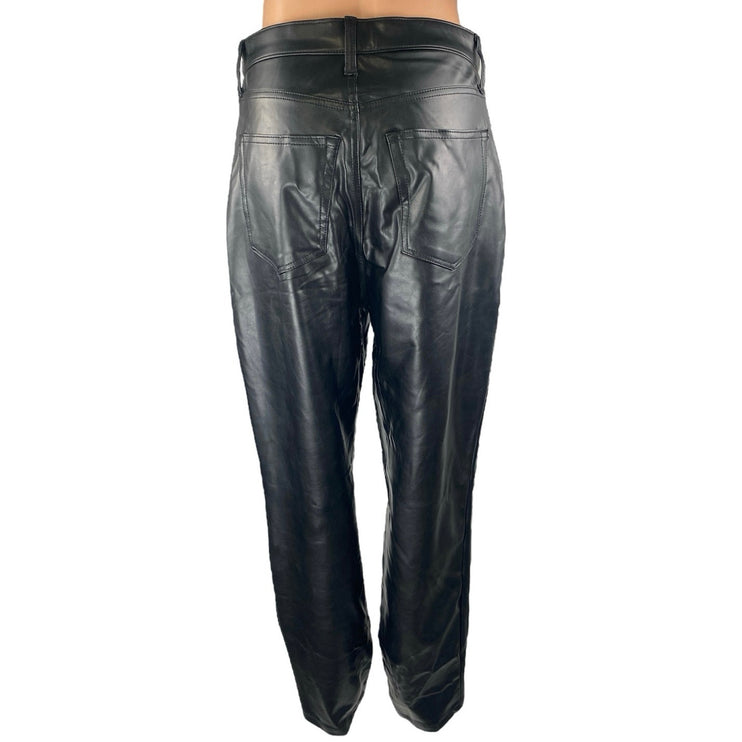 Abercrombie & Fitch The 90s Straight Ultra High Rise Black Faux Leather Pants 8