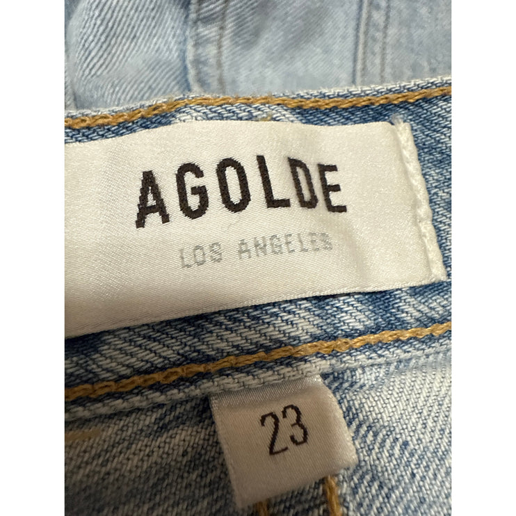 Agolde Criss Cross Women's Blue Light Wash High Rise Straight Denim Jeans Sz 23