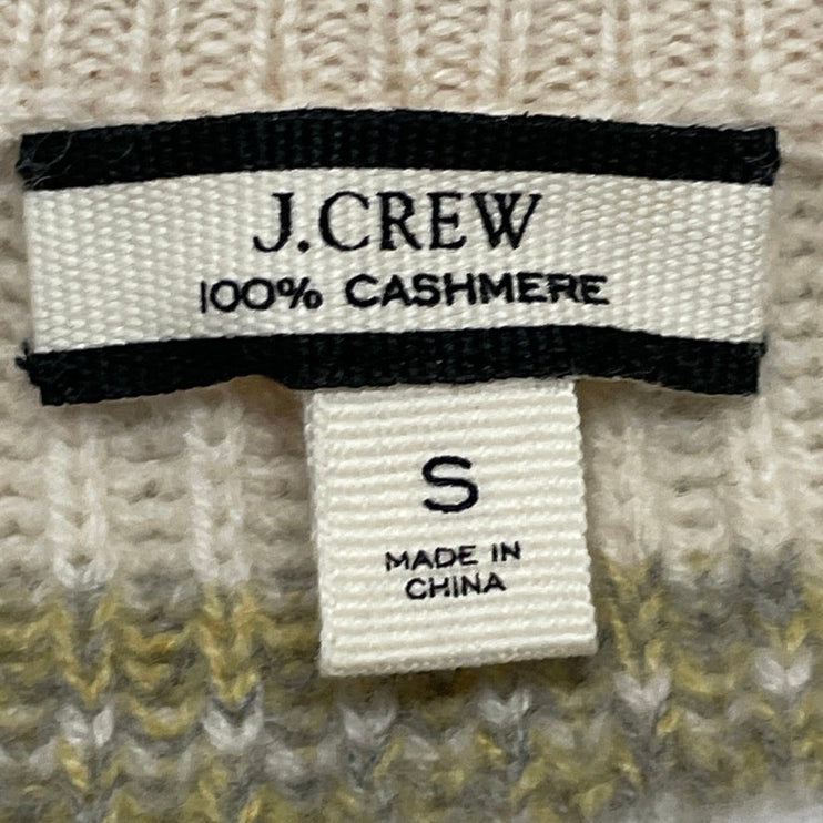 J. Crew 100% Cashmere Multicolor Ribbed Knit Striped Pullover Sweatshirt Top S