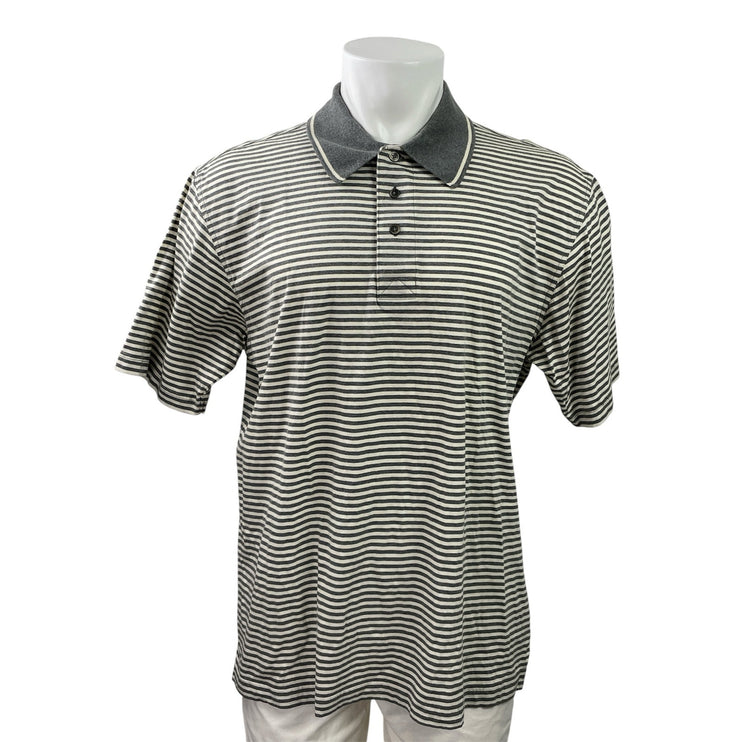 Greg Norman Men's Gray Striped Short Sleeve Golf Casual Polo Shirt Top Size M
