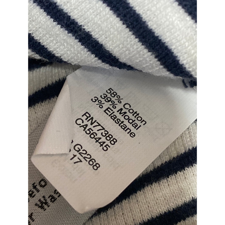Madewell Women's Black White Striped Ribbed Knit Crew Neck Long Sleeve Top Sz S
