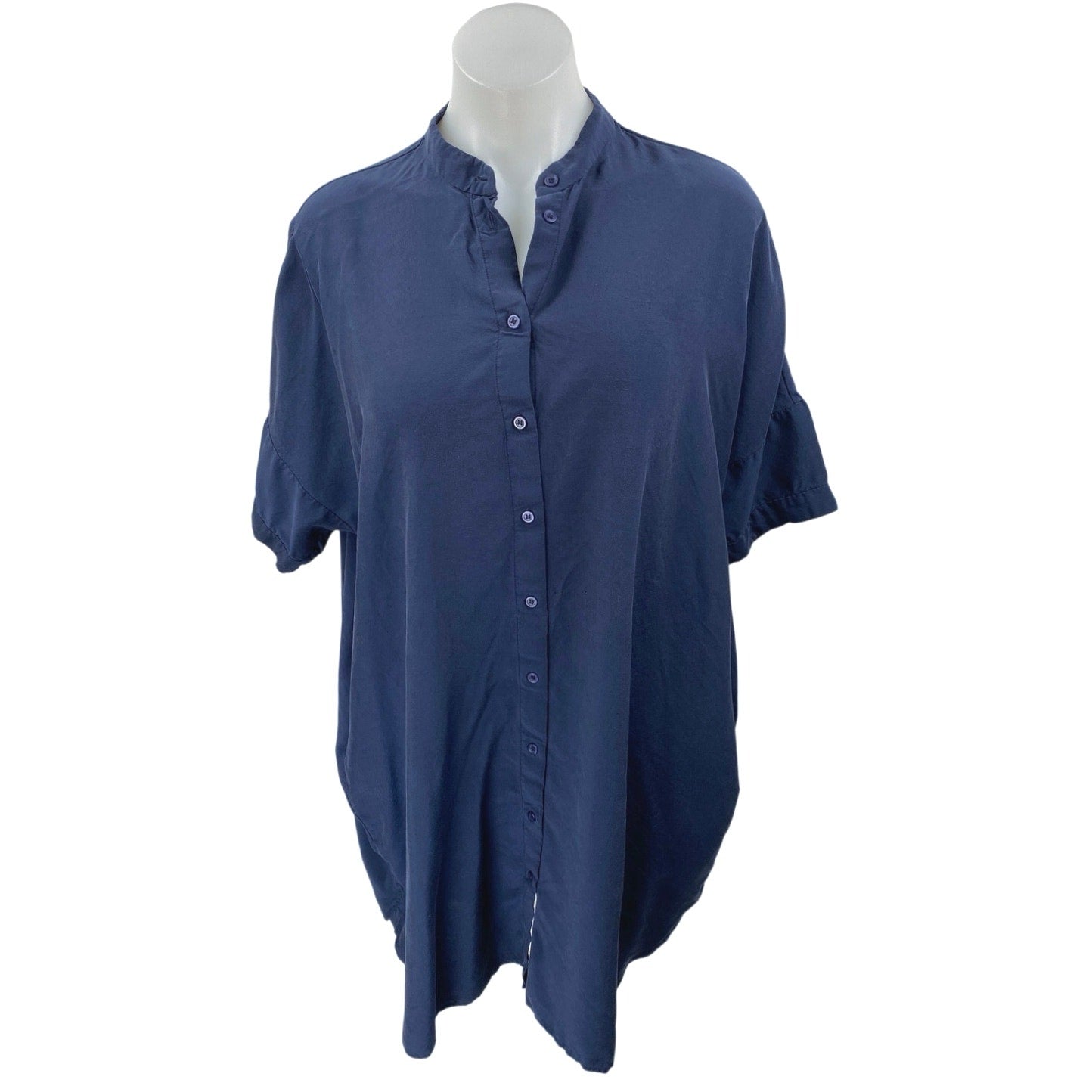 & other stories shirt dress & Other Stories cotton midi shirt dress with belt in dark blue