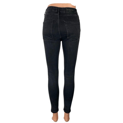 Zara Women's Black High Waisted Classic Skinny Tapered Denim Jeans Pants Size 2