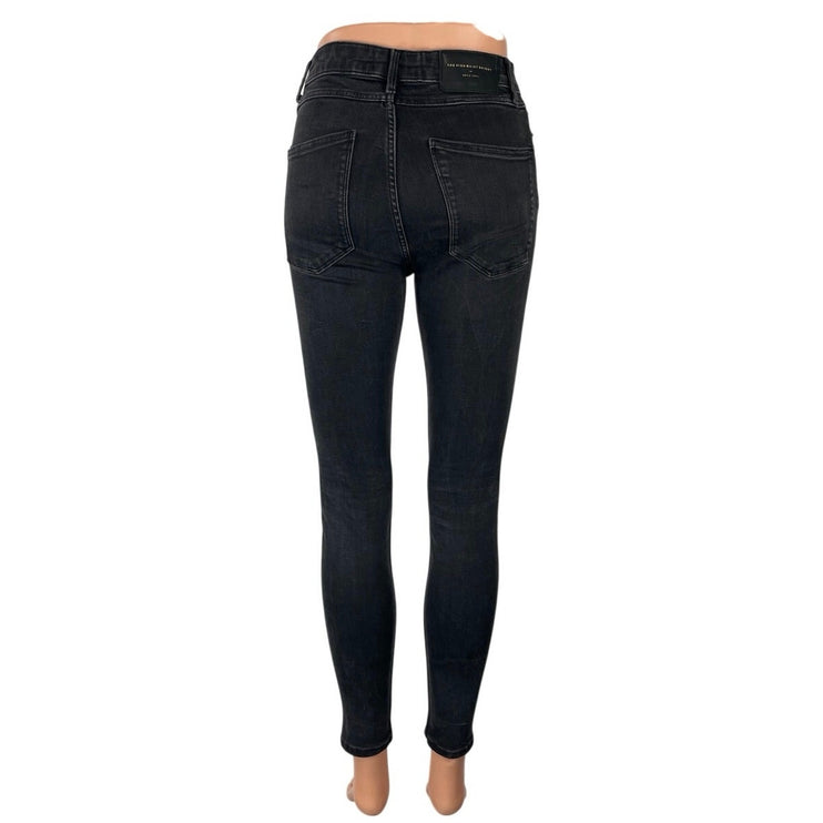 Zara Women's Black High Waisted Classic Skinny Tapered Denim Jeans Pants Size 2