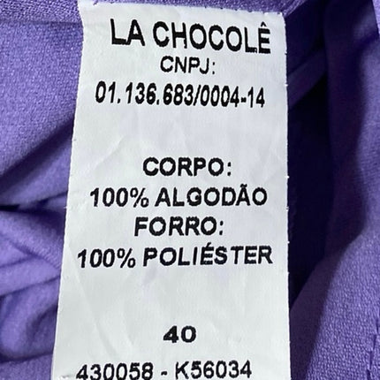 La Chocole Women's Purple High Waisted Wide Leg Trousers Cargo Pants Size 40