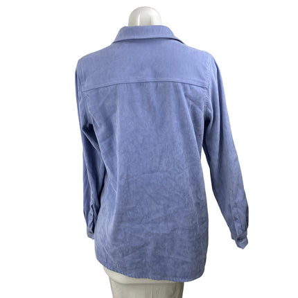 Women's Blue Collared Casual Long Sleeve Button Down Blouse Shirt Top Size S