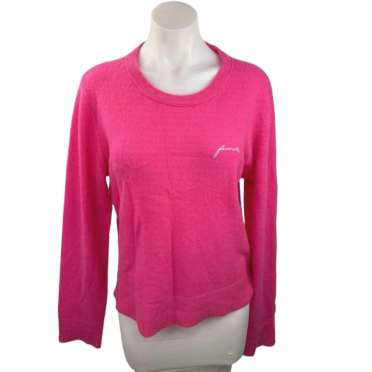 Favorite Daughter Pink 100% Cashmere Knitted Crewneck Long Sleeve Pullover Sz XL