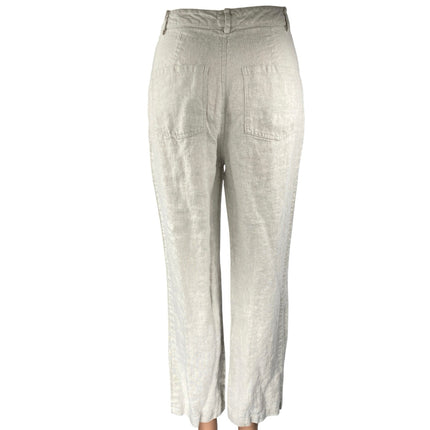Reformation Women's Gray Linen High Waisted Straight Trousers Pants Size 2