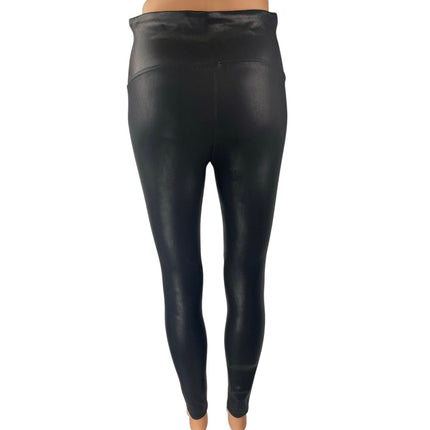 Spanx Women's Black Faux Vegan Leather High Waisted Skinny Leggings Pants Size L