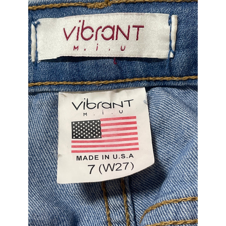 Vibrant M.I.U Womens Blue High Rise Flare Bootcut Bell Bottom Denim Jeans Size 7