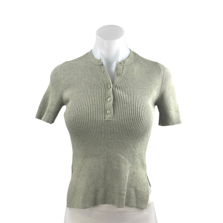 Abercrombie & FItch Women's Gray Ribbed Knit Short Sleeve Henley Top Size XS