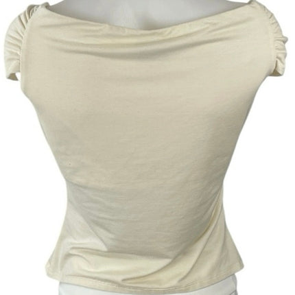 Reformation Idalia Cello Cream Draped Cowl Neck Sleeveless Tank Blouse Top Sz M