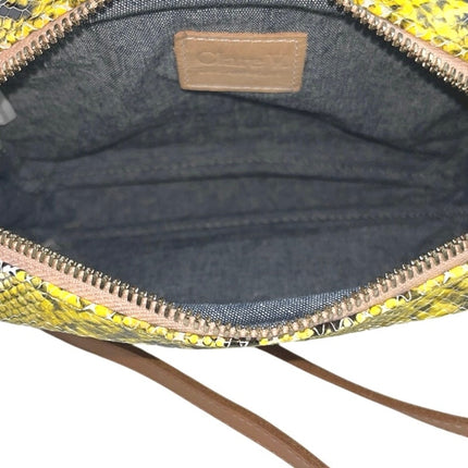 Clare V. Yellow Snakeskin Animal Print Leather  Clutch Shoulder Crossbody Bag