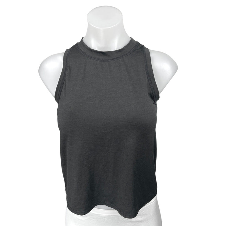 Quince Women's Black Sleeveless Mock Neck Workout Basic Athletic Tank Top Sz XS