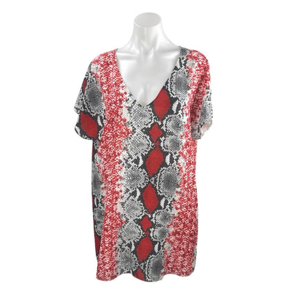 Buddy Love Red Black Snakeskin Animal Print Short Sleeve T Shirt Mini Dress Sz S
