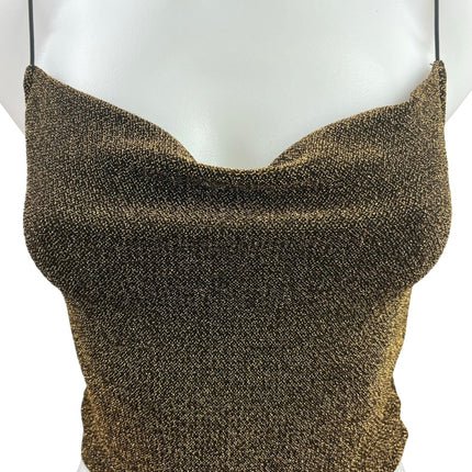 Divided by H&M Olive Green Glittered Metallic Cowl Crop Cami Tank Top Size XS