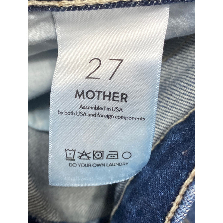 Mother Women's Blue Distressed High Rise Slim Fit Straight Denim Jeans Pants 27