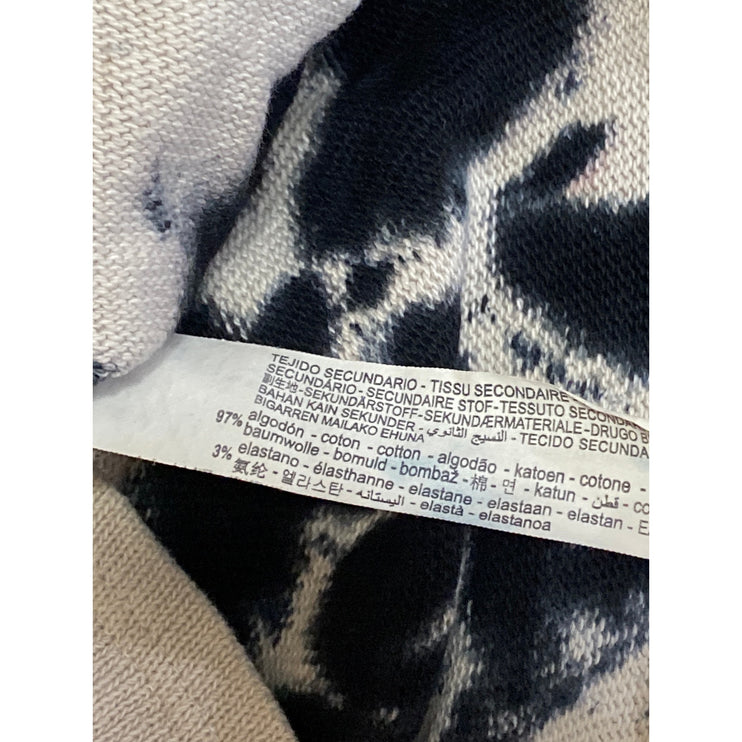 Zara Women's Cream Black Tie Dye Crewneck Long Sleeve Sweatshirt Sweater Top S