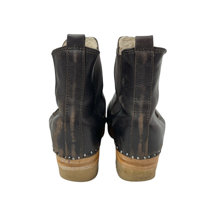 Troentorp Rockwell Womens Black Leather Studded Slip On Chelsea Clog Boots 7.5