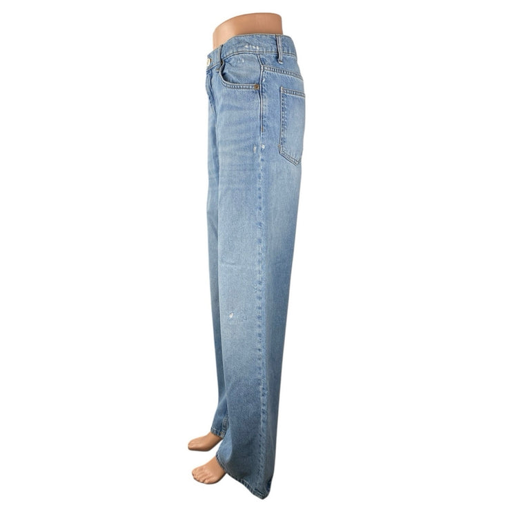 Zara Women's Blue Light Wash High Waisted Wide Leg Baggy Denim Jeans Size 4