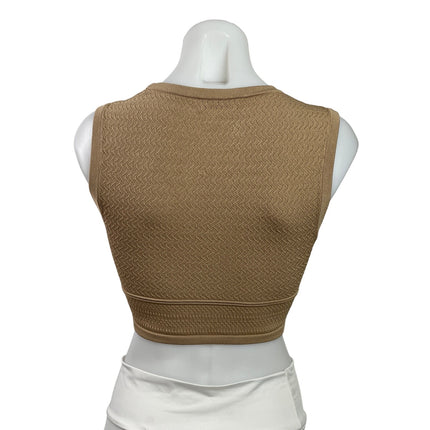 Aritzia Babaton Womens Brown Sleeveless Eyelet Crop Sweater Tank Vest Top Size M