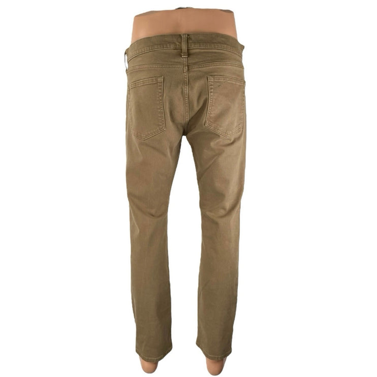 J.Crew 484  Mens Brown Tan High Rise Straight Slim Leg Chino Khaki Pants W33 L30