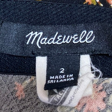 Madewell Black Floral High Waist Flounce Hem Elastic Pull On Mini Slip Skirt 2