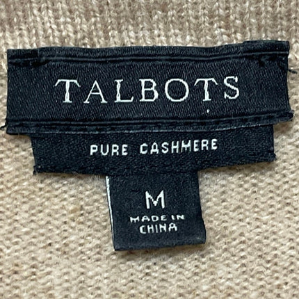 Talbots Pure Cashmere Womens Brown 3/4 Sleeves Crew Neck Pullover Sweater Top M