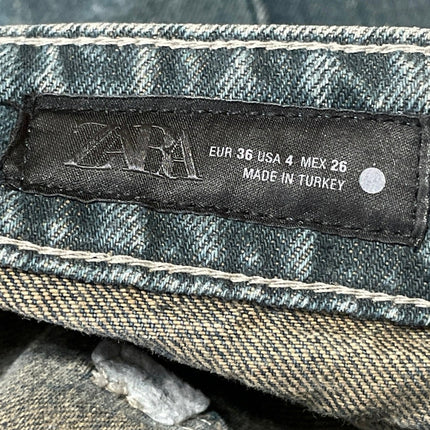 Zara Women's Gray Blue Mid Rise Relaxed Fit Straight Leg Denim Jeans Pants Sz 4