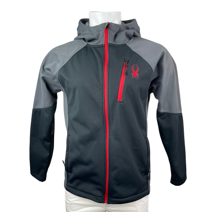 Spyder Mendoza Softshell Men's Black Colorblock Hooded Fleece Full Zip Jacket S