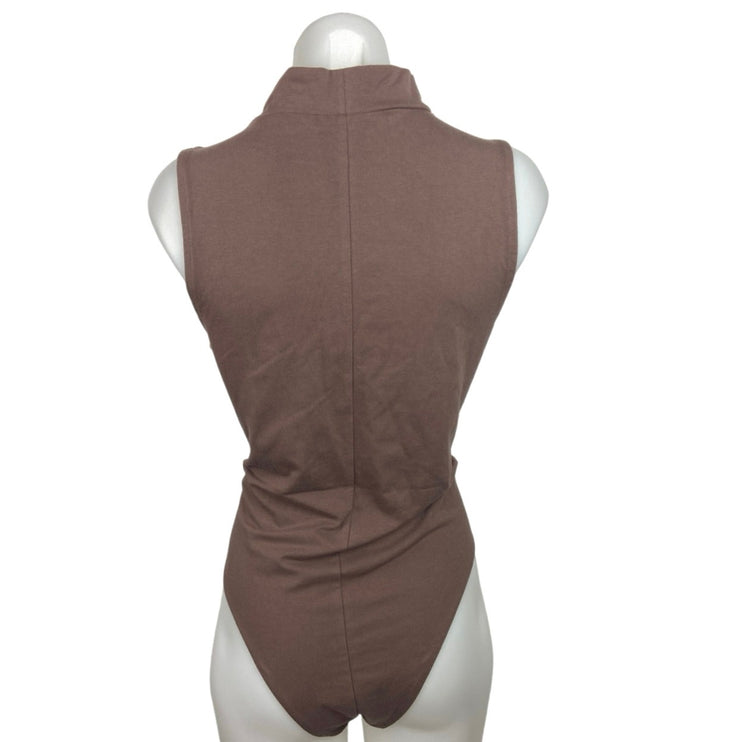 A New Day NWT Brown Sleeveless Mock Neck Fitted Stretch Casual Bodysuit  Sz XL