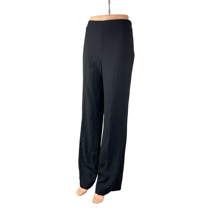 Zara Women's Black Pull On High Waisted Straight Wide Leg Trousers Pants Size XS