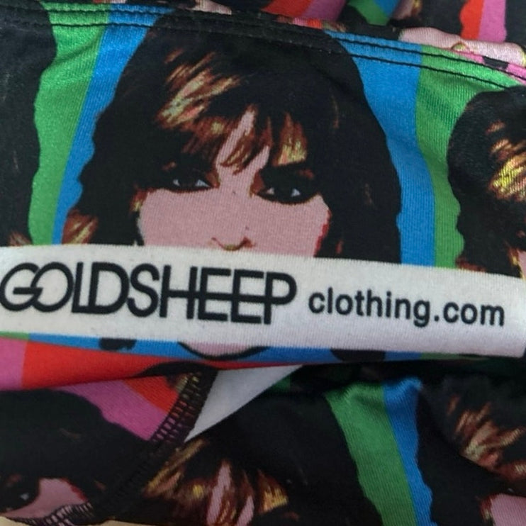 Goldsheep Lisa Rinna Multicolor Face Print Pop Art Skinny Yoga Leggings Pants XS