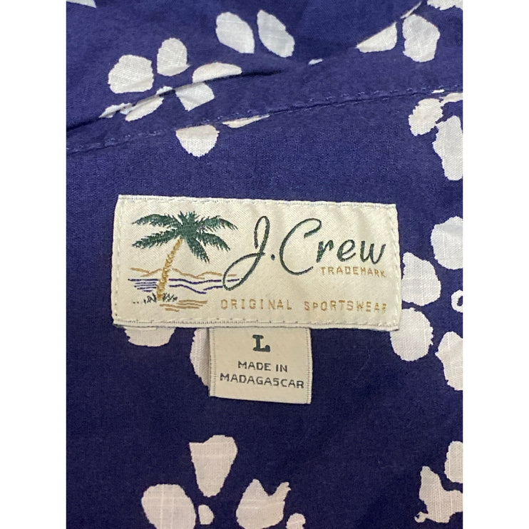 J.Crew Men's Blue Floral Short Sleeve Hawaiian Button Down Shirt Top Size L