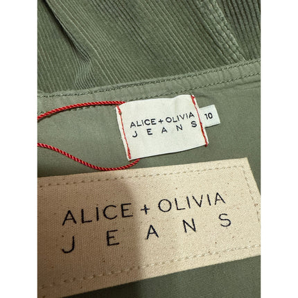NEW Alice + Olivia Renita Green Corduroy Sleeveless Zip Up Overall Mini Dress 10