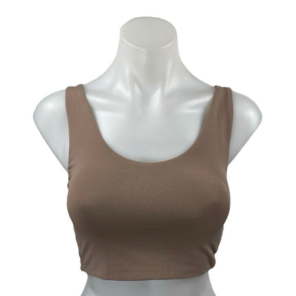 Aritzia Babaton Women's Brown Tan Sleeveless Scoop Neck Crop Tank Top Size S