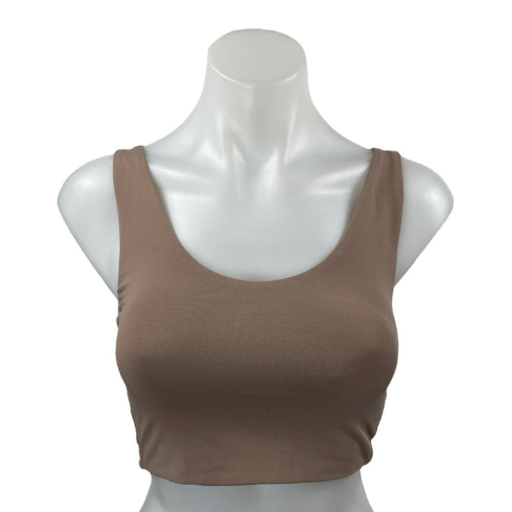 Aritzia Babaton Women's Brown Tan Sleeveless Scoop Neck Crop Tank Top Size S
