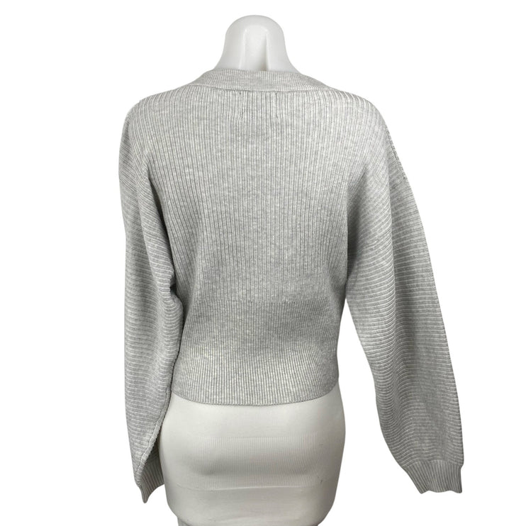 Pink Rose Women's Gray Knit Long Sleeve Crew Neck Sweater Sweatshirt Top Size M