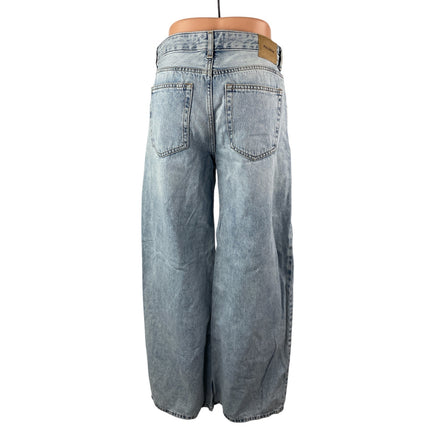 Pull & Bear Women's Blue Light Wash High Rise Wide Leg Baggy Denim Jeans Sz 0
