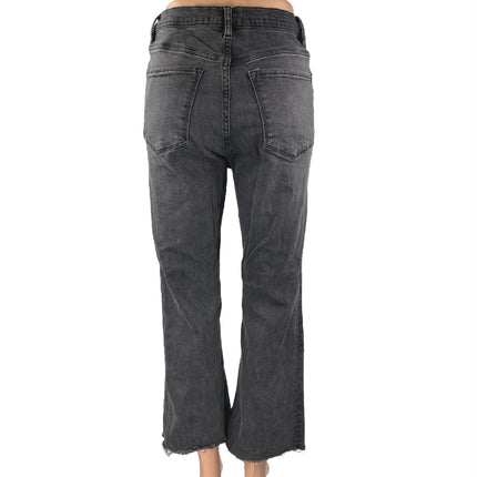 MNG Mango Bootcrop Women's Black High Waist Flared Bootcut Denim Jeans Pants 8