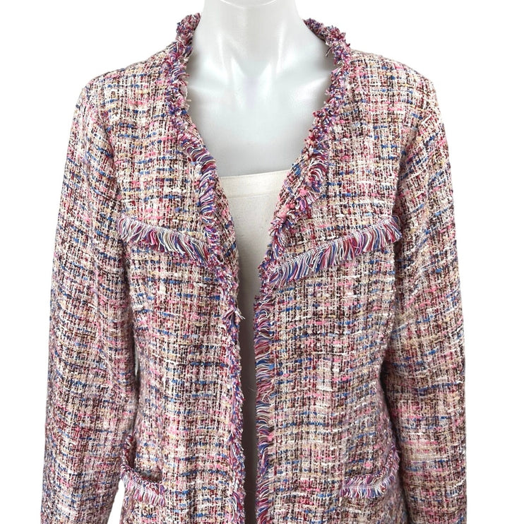 Laundry by Shelli Regal Multicolor Tweed Long Sleeve Blazer Cardigan Jacket L