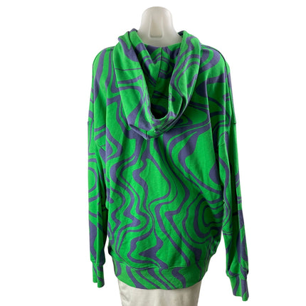 Zara Green Purple Long Sleeves Abstract Print Hoodie Hooded Sweatshirt Sweater M